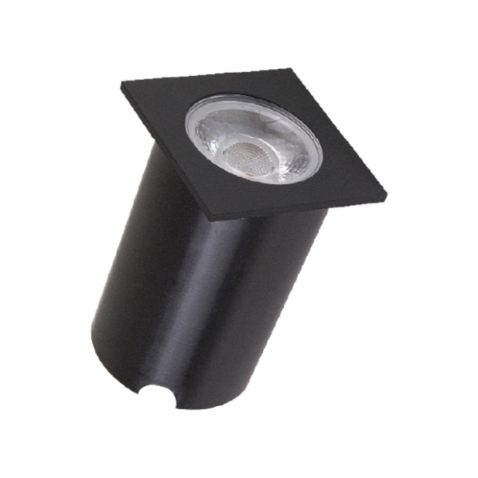 Embutido de Solo Quadrado Romalux Metal Preto 8 watts 30° 2700K IP66 60X60X71mm 10074