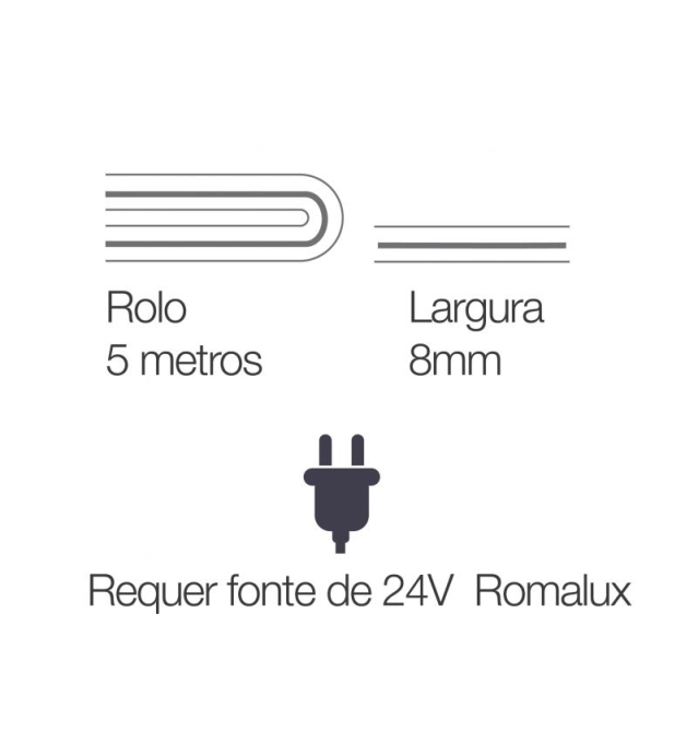 Fita de Led Romalux Cob 10 watts/mt 2700K 24V IP20 (Rolo de 5 Metros) 10147