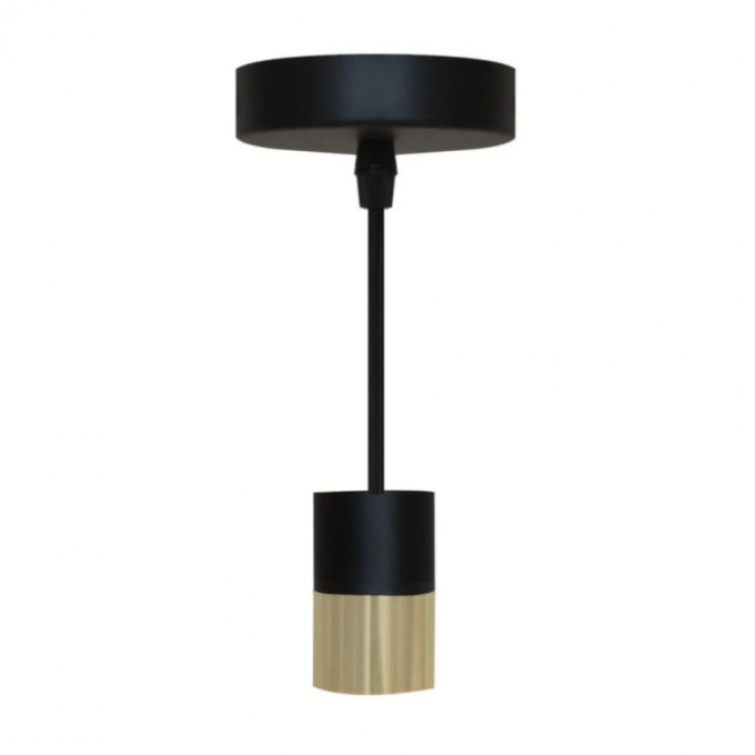 Pendente Romalux Alumínio Preto e Dourado 1L E27 IP20 Bivolt Ø40X70mm P0018