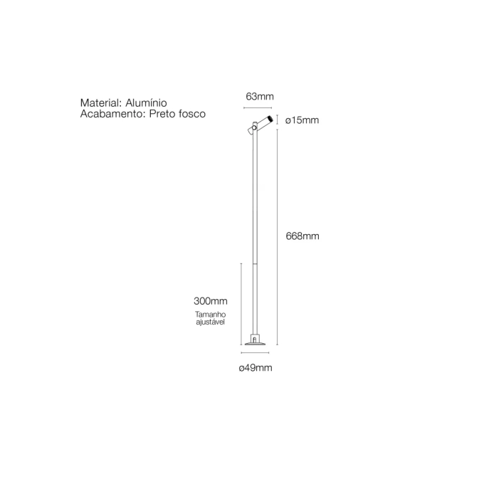 Poste Balizador Romalux Pole Mini Spot 2 watts 2700K Ø15x63mm IP65 10156