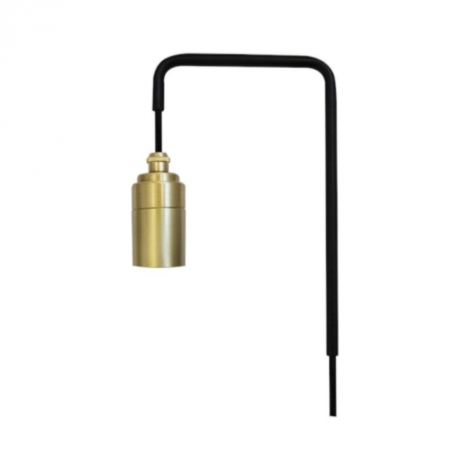 Arandela Romalux Flex Alumínio e Latão Preto e Dourado 1L E27 IP20 Bivolt 260X190X40mm 90012