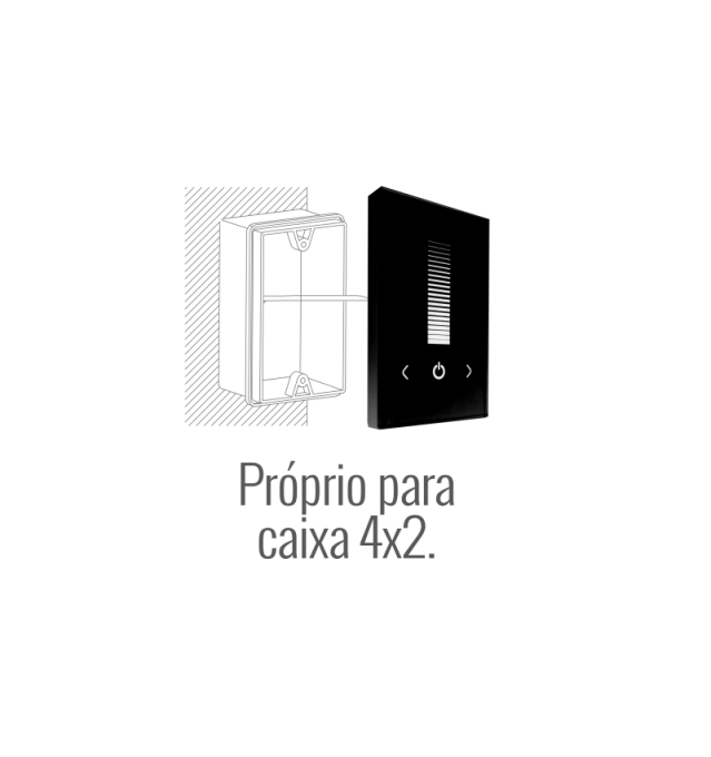 Dimmer Touch Romalux Preto 8A 12V/24V 80X80X40mm IP20 50036