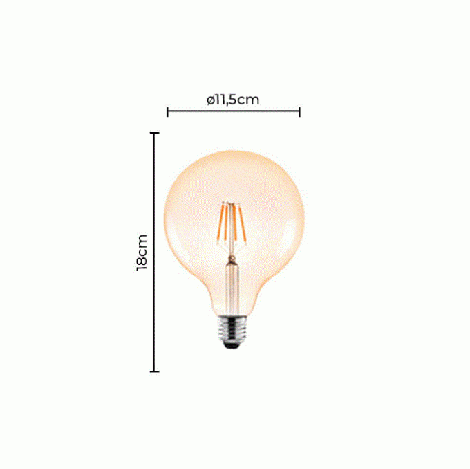 Lâmpada Filamento Led Nordecor G125 4 watts 115x180mm E27 2200K Âmbar 1051