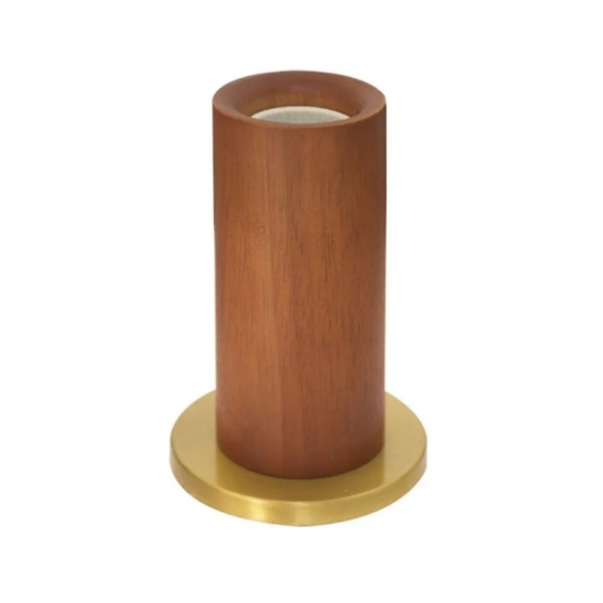 Luminária de Mesa Romalux Wood Scuro Madeira e Alumínio Natural 1L E27 IP20 Bivolt Ø40X80mm P0009