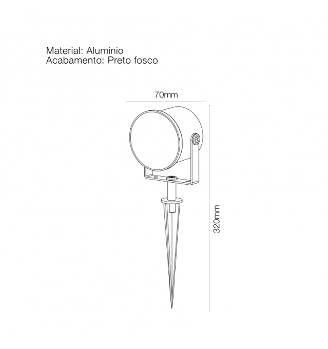 Projetor Externo Romalux 14 watts 2700K 12° Ø70x118mm IP65 Bivolt 20023