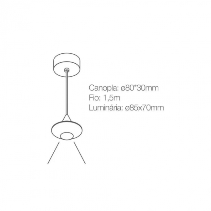 Pendente Romalux Mini Hat Branco 7 watts 3000K IP20 Bivolt Ø85X70mm P0039