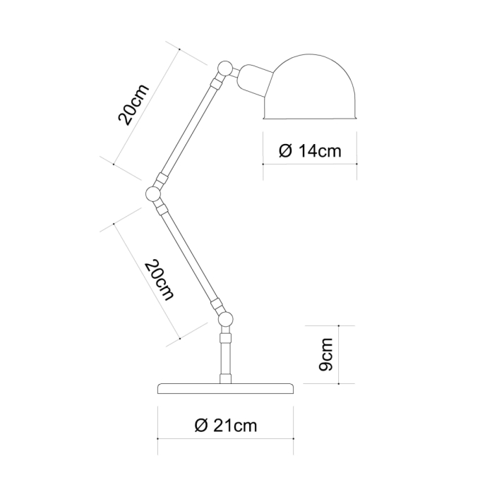 Abajur Golden Art Baboo 2 Articulações Braço de 200mm 1L E27 500mm M1060-20-207PI