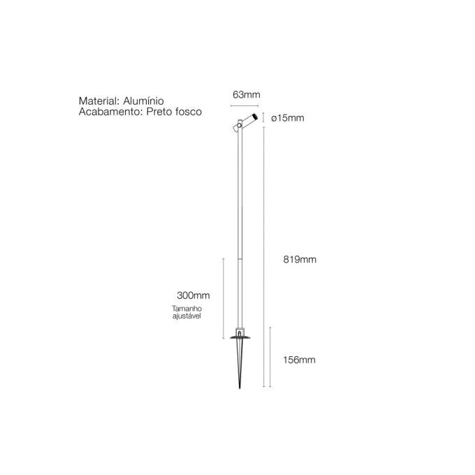 Poste Balizador Romalux Pole Mini Spot 2 watts 2700K Ø15x63mm IP65 10156