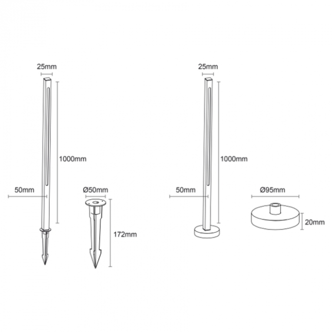 Poste Balizador Romalux Pole High Alumínio Preto 14,8 watts 2700K IP66 800XØ45mm 10132