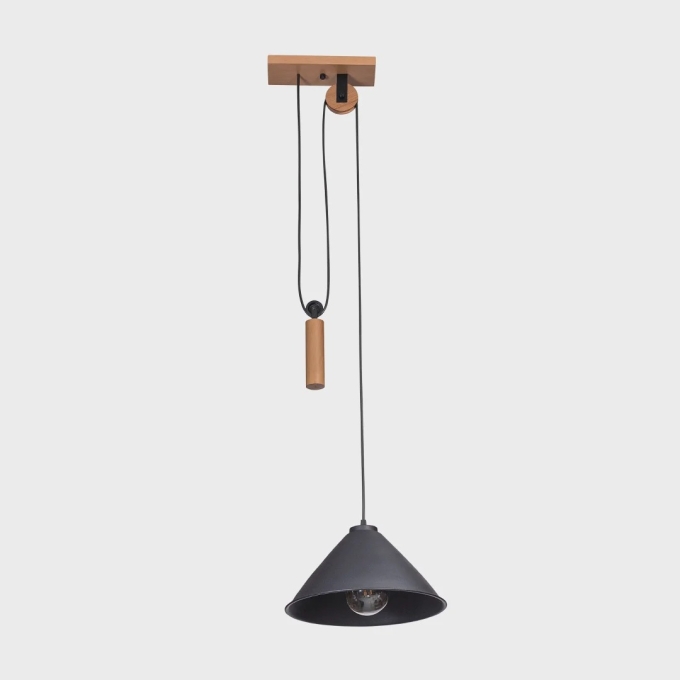Pendente Madelustre Celeiro Madeira Castanho e Metal Preto 1L E27 Ø300mm 3259
