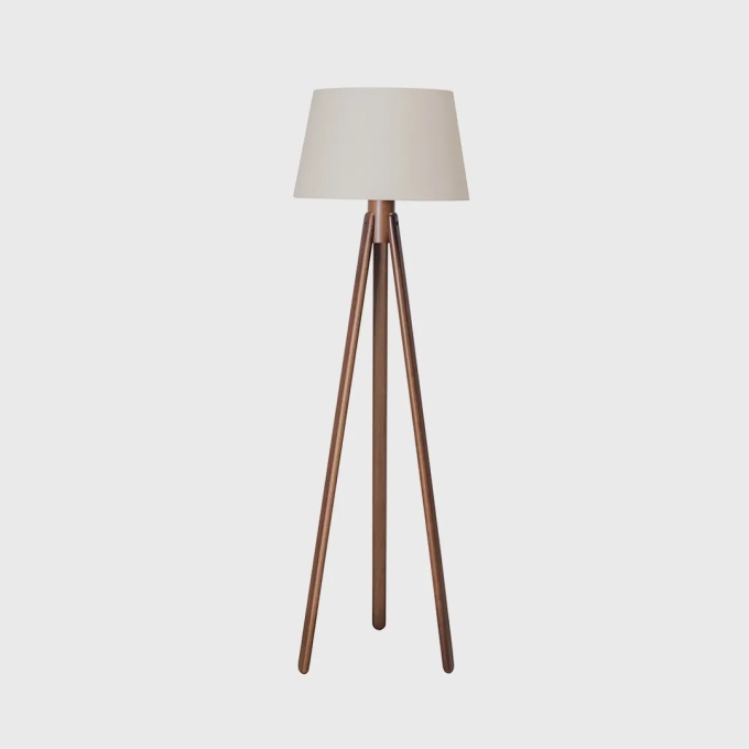 Luminária de Piso Madelustre Trippé Madeira e Cúpula Tecido Cônica 1L E27 Ø500x1700mm 2963
