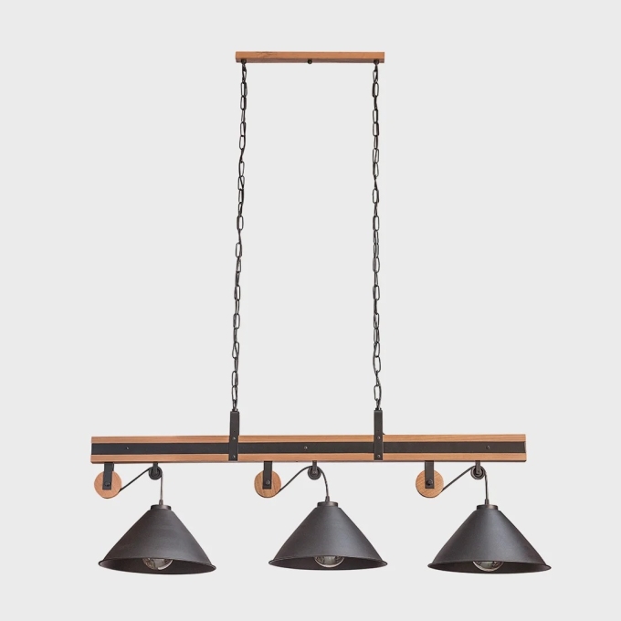 Trilho Madelustre Celeiro Madeira Castanho e Metal Preto 3L E27 1200mm 3263
