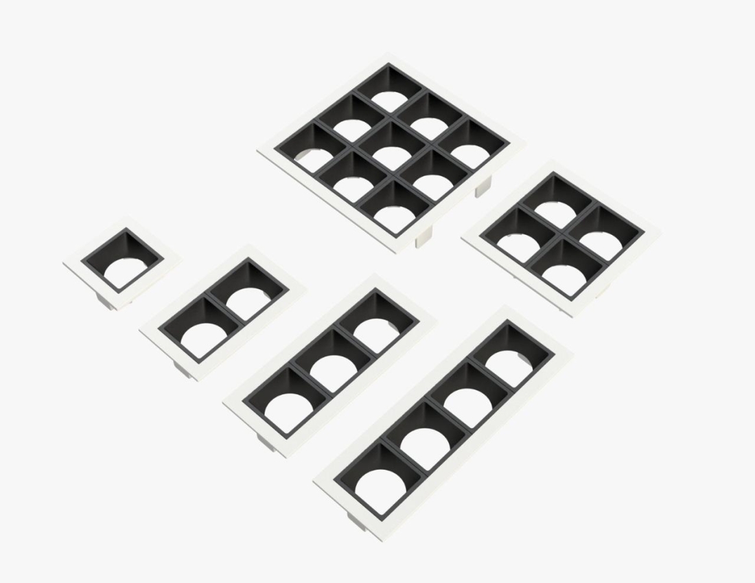 Embutido Fixo Moon Linea 9L Mini Dicróica Branco com Fundo Preto 130x130mm 1061530