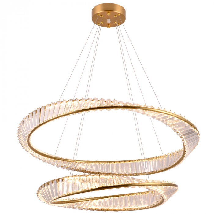 Pendente Skylight Dominó Dourado e Cristal Transparente 80 watts 3000K Bivolt Ø800mm SKY-4017