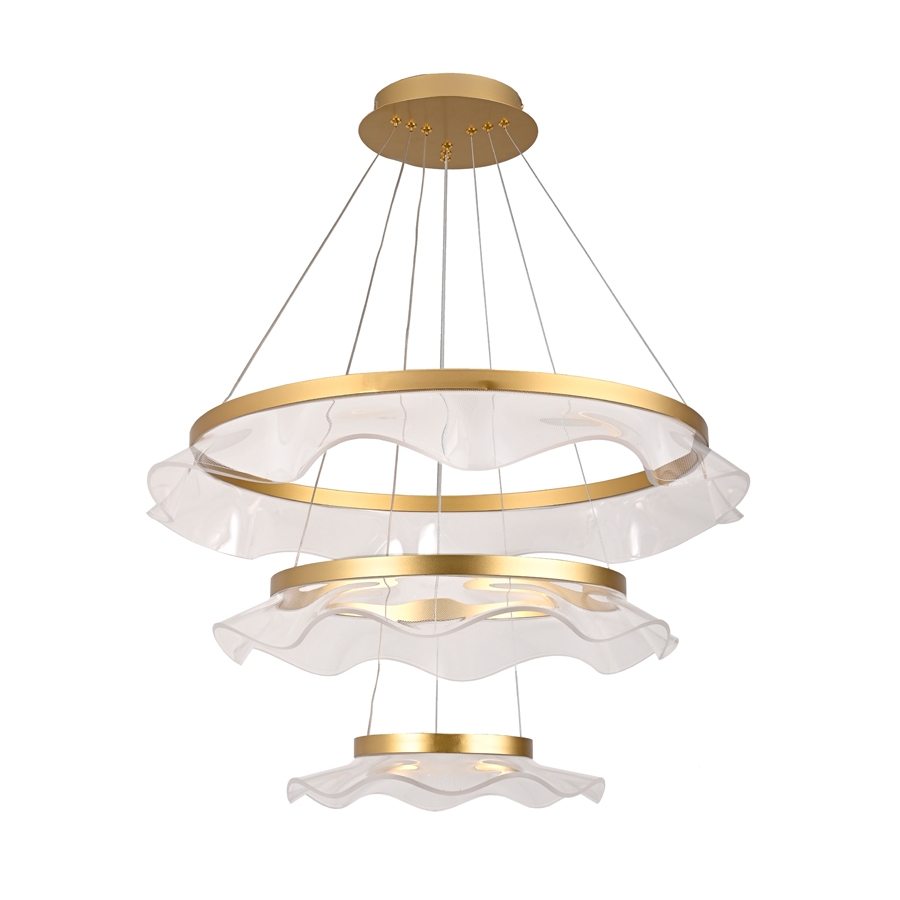 Pendente Skylight Jellyfish Dourado 60 watts 3000K Bivolt Ø800mm Ø600mm Ø400mm SKY-4024
