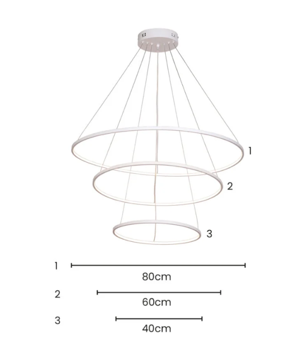 Pendente Skylight Júpiter Branco 86 watts 3000K Bivolt  Ø800mm Ø600mm Ø400mm SKY-3037BR