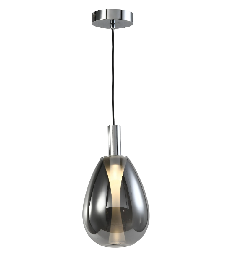 Pendente Skylight Thunder Cromado e Vidro Fumê 4 watts 3000K Bivolt Ø140X260mm SKY-4042FP