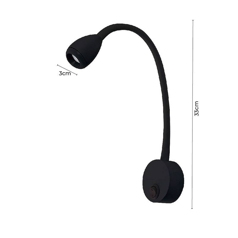 Arandela Nordecor Bett 3 watts 3000K Preto IP20 330x30mm Bivolt 2053