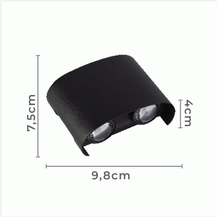 Arandela Nordecor Yori 4 watts 3000K Preto IP65 75x98x40mm Bivolt 2703