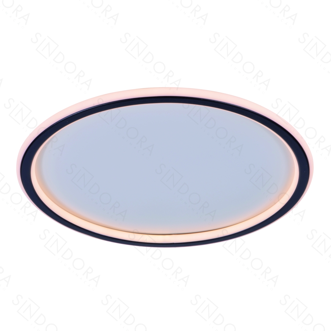 Plafon Sindora Metal Preto e Silicone 49 watts 3000K Ø400mm DCX03112