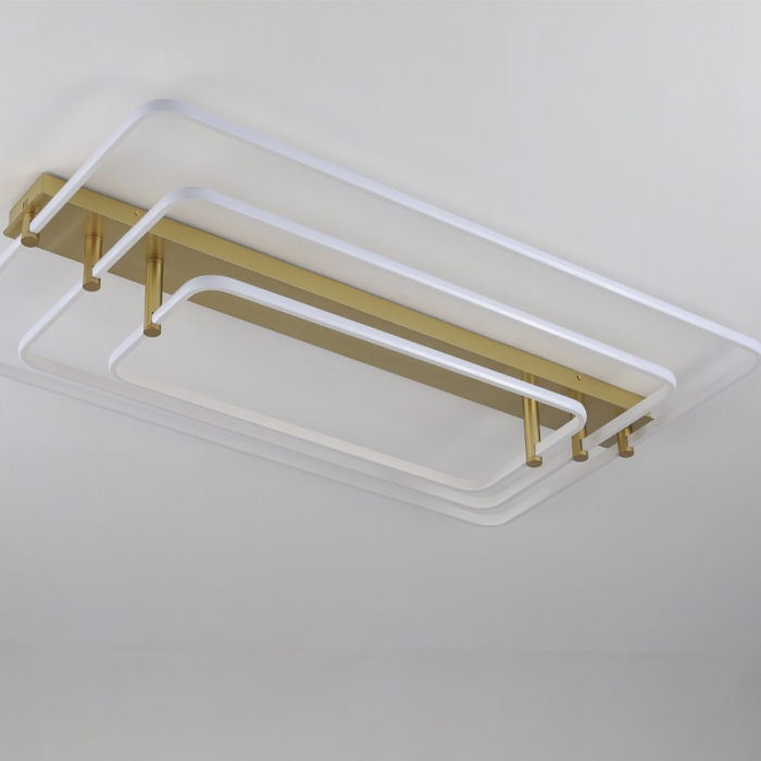 Plafon Skylight Listo Dourado e Branco 130 watts 3000K Bivolt 1100X700mm SKY-3107RT-BRDO
