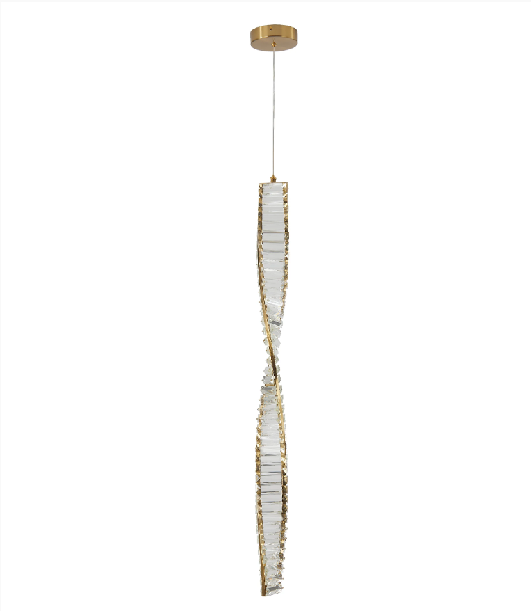 Pendente Skylight DNA Dourado e Cristal Transparente 19 watts 3000K Bivolt 500mm SKY-3078S