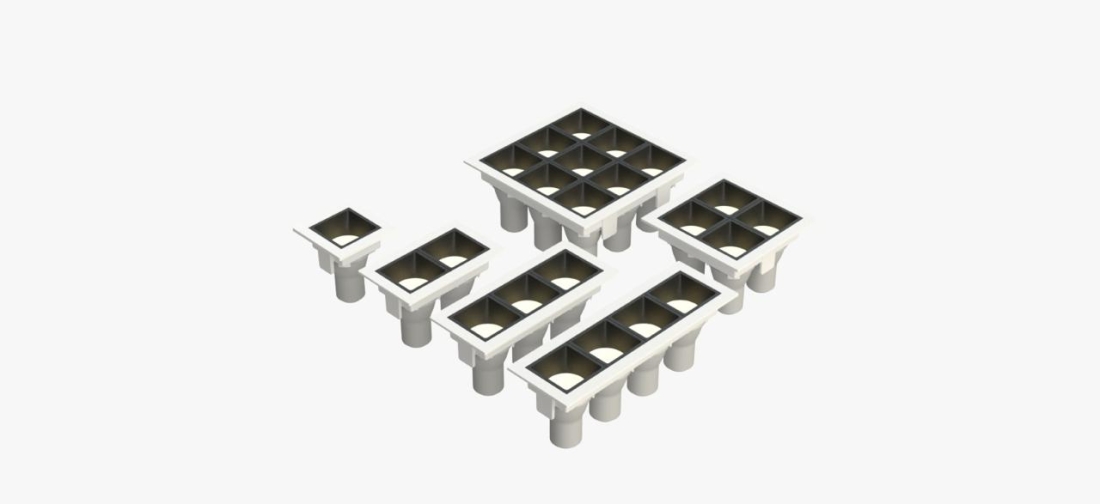 Embutido Fixo Moon Linea 1L Mini Dicróica Branco com Fundo Preto 55x55mm 1061515