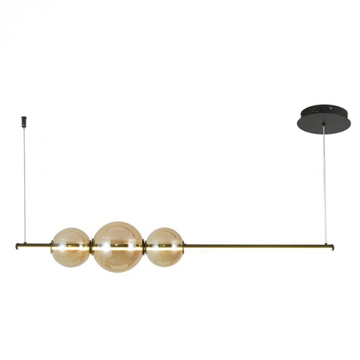 Pendente Skylight Curly Preto e Vidro Âmbar 25 watts 3000K Bivolt 1200mm SKY-3108PT