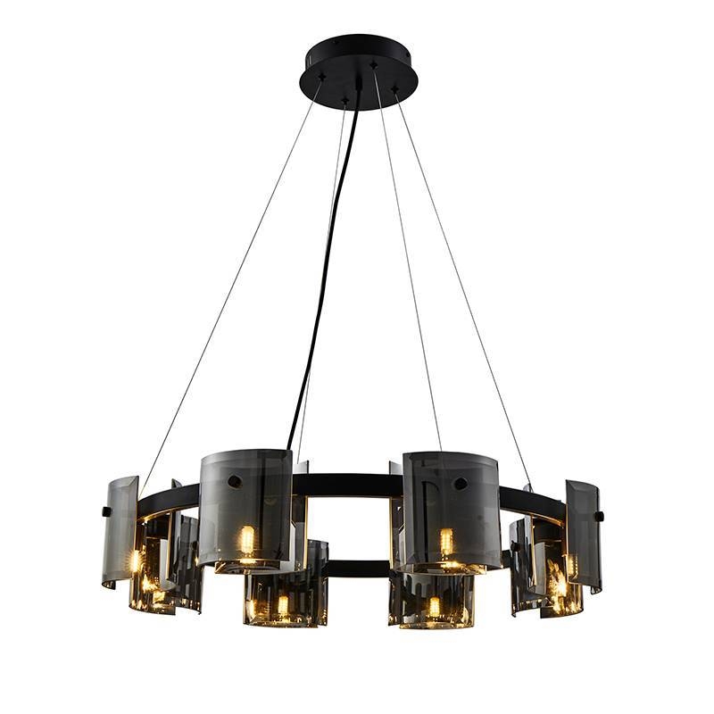 Pendente Nordecor Bouze Cin 8L G9 Ø800mm Preto e Fumê Bivolt 2535