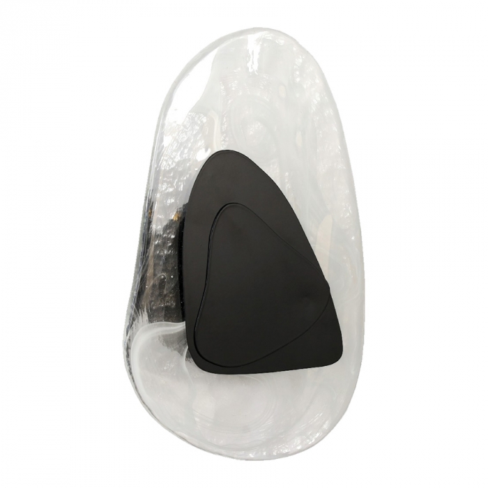 Arandela Skylight Stone Preto e Vidro Translucido 5 watts 3000K Bivolt Ø200X300mm SKY-3121AR-PT
