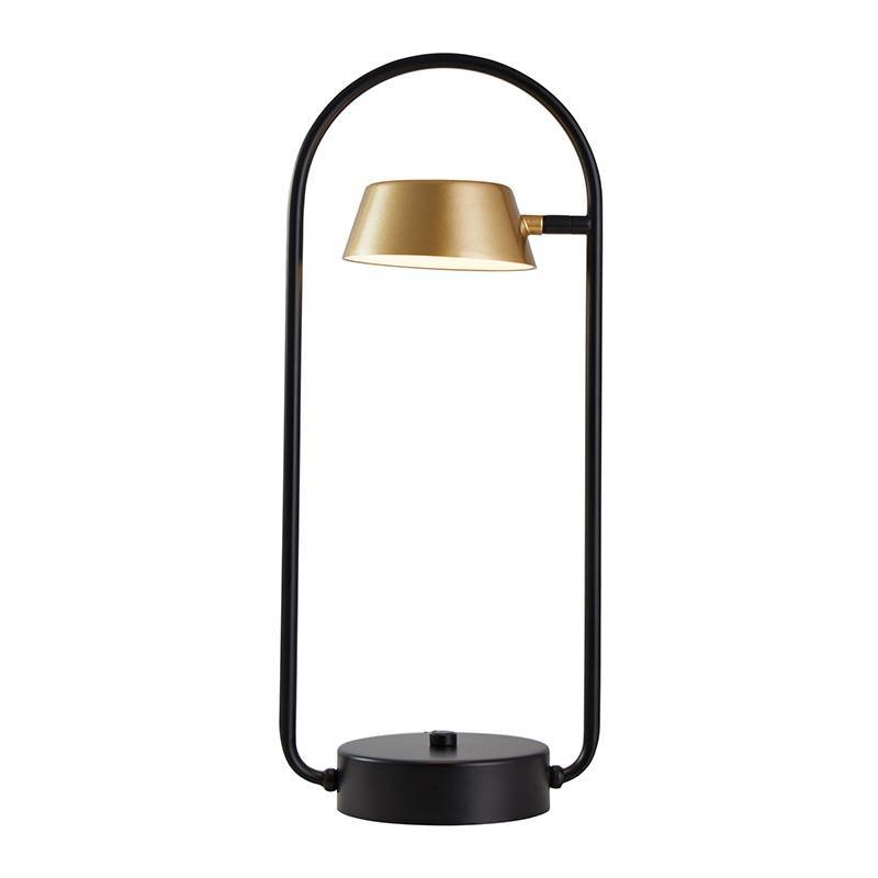 Abajur Nordecor Zavi Oni 7 watts 3000k Ouro Fosco e Preto 500x210x130mm Bivolt 2549