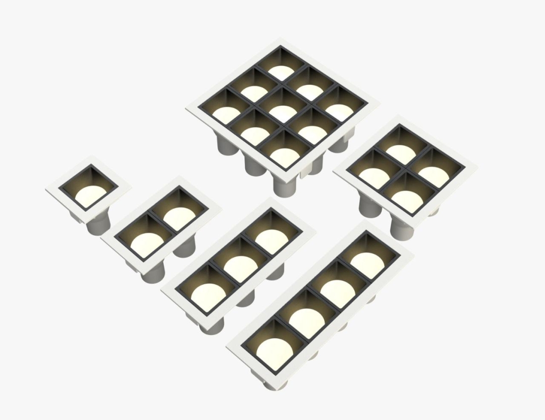 Embutido Fixo Moon Linea 9L Mini Dicróica Branco com Fundo Preto 130x130mm 1061530