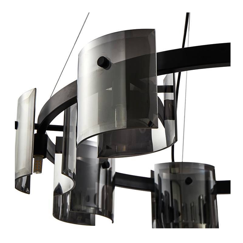 Pendente Nordecor Bouze Cin 8L G9 Ø800mm Preto e Fumê Bivolt 2535