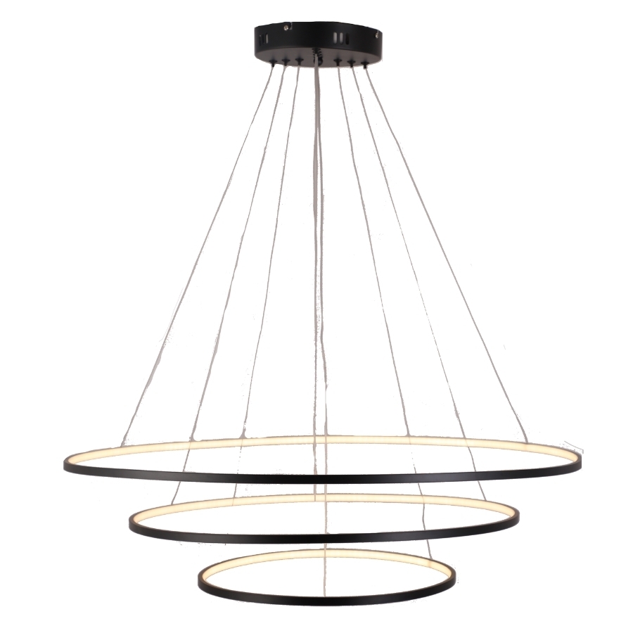 Pendente Skylight Júpiter Preto 86 watts 3000K Bivolt  Ø800mm Ø600mm Ø400mm SKY-3037PT