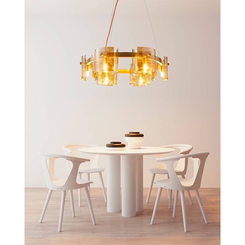 Pendente Nordecor Bouze Cin 6L G9 Ø600mm Dourado e Âmbar Bivolt 2534