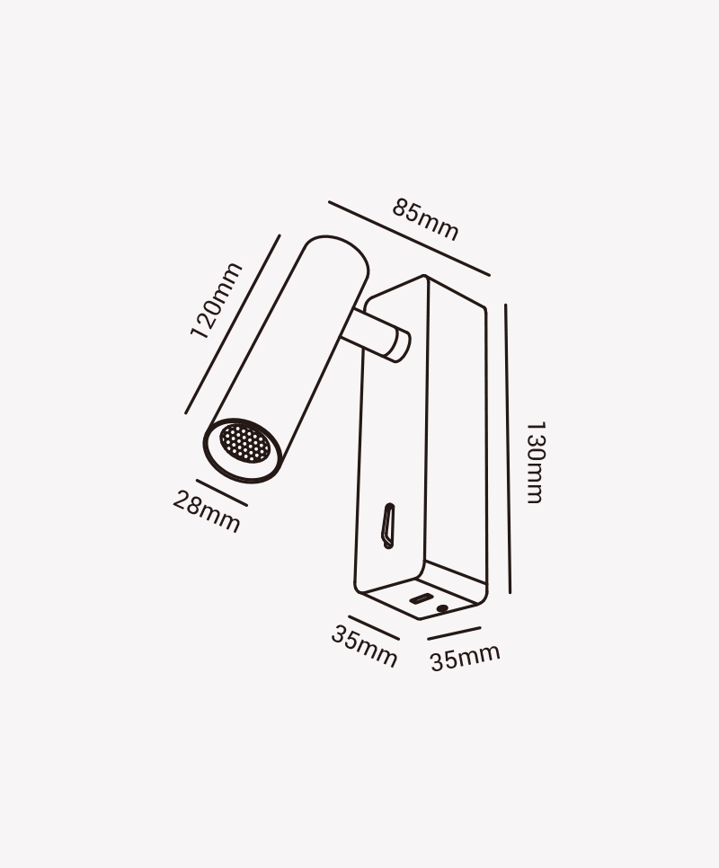 Arandela Opus LED Ergo Preto 3 watts 3000K 60° Bivolt IP20 130x35x35mm OPS 86619