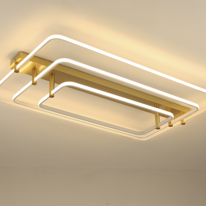 Plafon Skylight Listo Dourado e Branco 130 watts 3000K Bivolt 1100X700mm SKY-3107RT-BRDO
