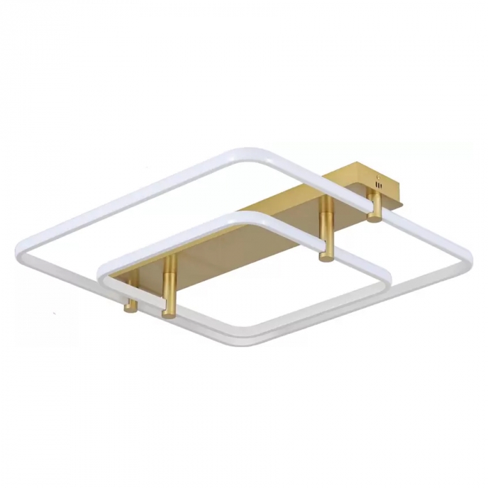 Plafon Skylight Listo Dourado e Branco 58 watts 3000K Bivolt 580X580mm SKY-3107Q-BRDO