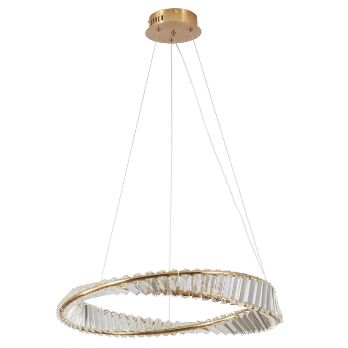 Pendente Skylight Dominó Dourado e Cristal Transparente 130 watts 3000K Bivolt Ø600mm SKY-4016