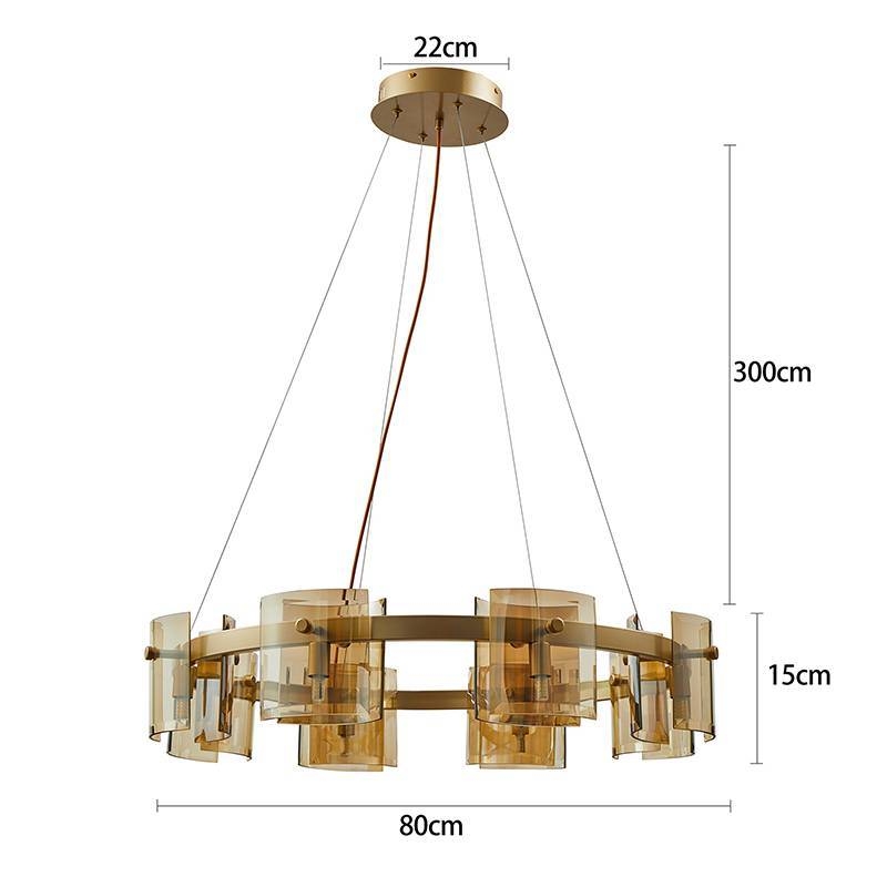 Pendente Nordecor Bouze Cin 8L G9 Ø800mm Dourado e Âmbar Bivolt 2536