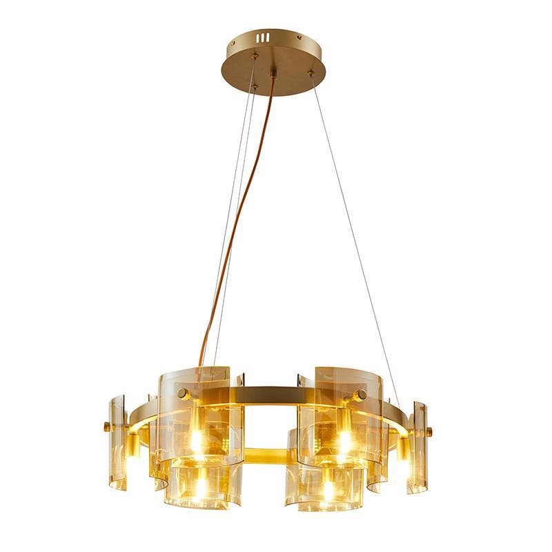 Pendente Nordecor Bouze Cin 6L G9 Ø600mm Dourado e Âmbar Bivolt 2534