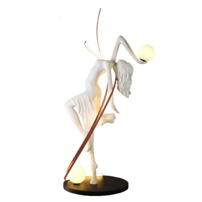 Luminária de Piso Skylight Ballerina Vidro e Resina Dourado Led 60 watts 2100XØ800mm SKY-4014CL