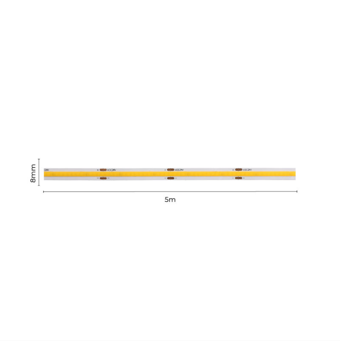 Fita de Led Nordecor 12V Cob 512 Leds/mt 12w/mt IP20 3000K 8mm (Rolo 5 metros) 7054