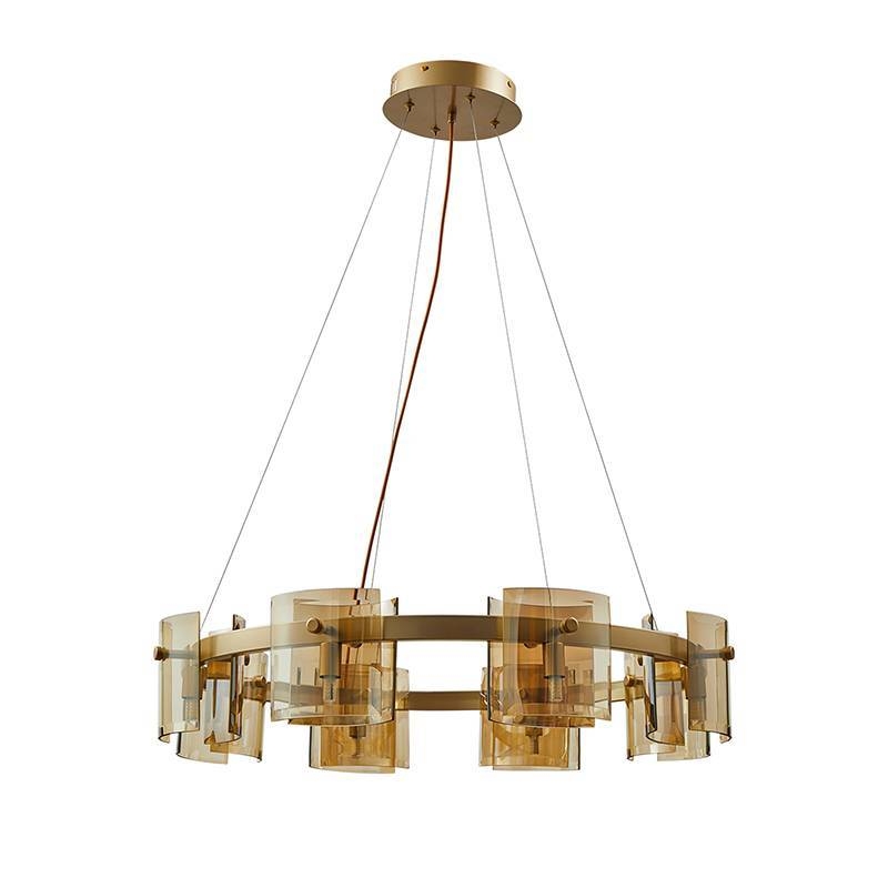 Pendente Nordecor Bouze Cin 8L G9 Ø800mm Dourado e Âmbar Bivolt 2536