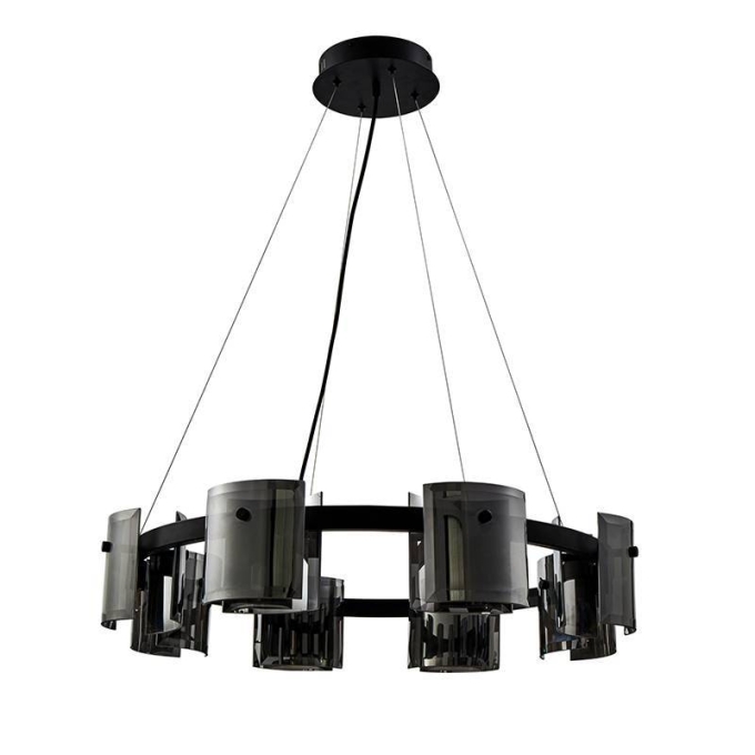 Pendente Nordecor Bouze Cin 8L G9 Ø800mm Preto e Fumê Bivolt 2535
