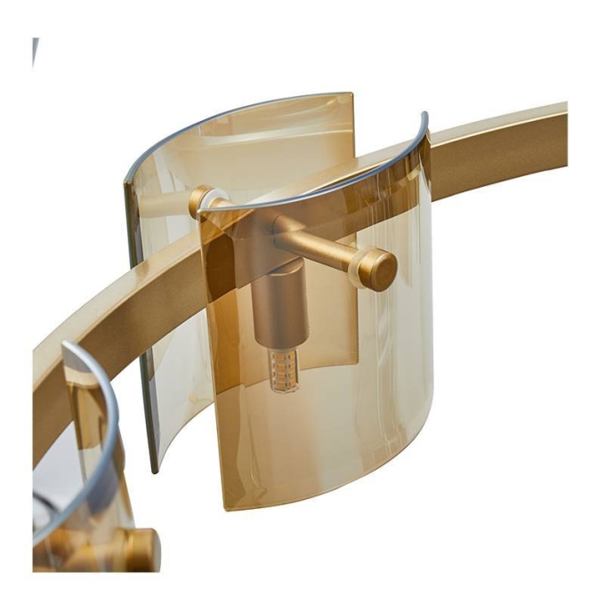 Pendente Nordecor Bouze Cin 8L G9 Ø800mm Dourado e Âmbar Bivolt 2536
