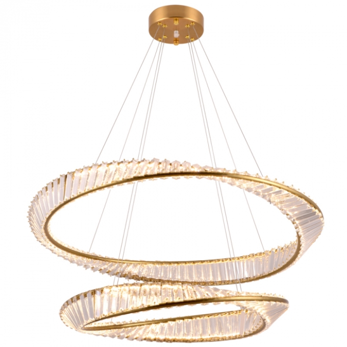 Pendente Skylight Dominó Dourado e Cristal Transparente 80 watts 3000K Bivolt Ø800mm SKY-4017