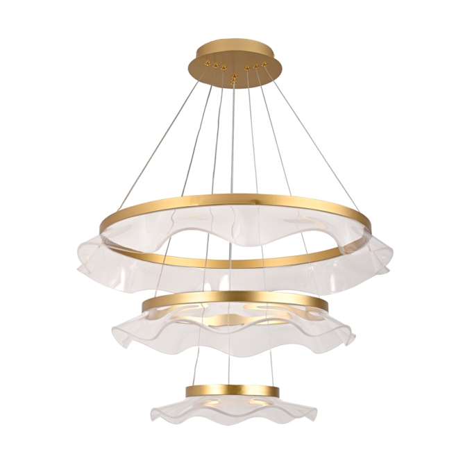 Pendente Skylight Jellyfish Dourado 60 watts 3000K Bivolt Ø800mm Ø600mm Ø400mm SKY-4024