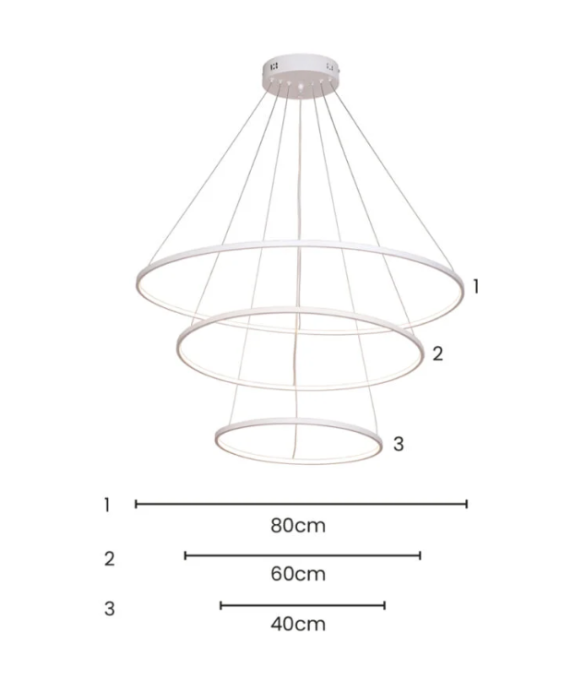 Pendente Skylight Júpiter Branco 86 watts 3000K Bivolt  Ø800mm Ø600mm Ø400mm SKY-3037BR