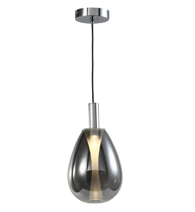 Pendente Skylight Thunder Cromado e Vidro Fumê 4 watts 3000K Bivolt Ø140X260mm SKY-4042FP